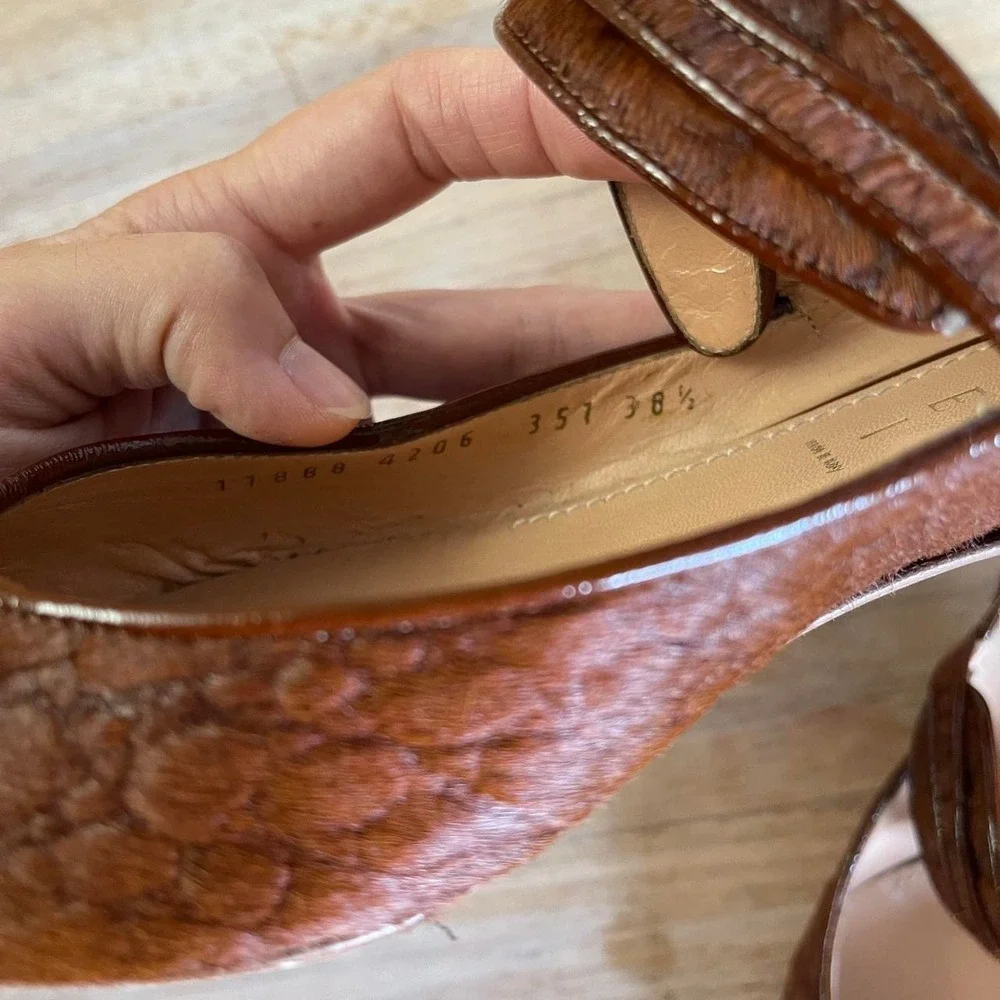 NIB Vintage Y2K Casadei Brown Gator Print Pony Hair Pointed Kitten Heels Sz‎ 8.5 - Picture 6 of 8